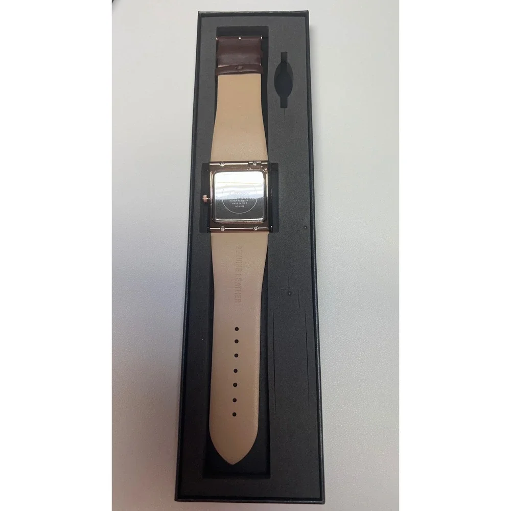 Carnaer Square Dial Watch Unisex Brown Leather Minimalist Nordic Business NEW